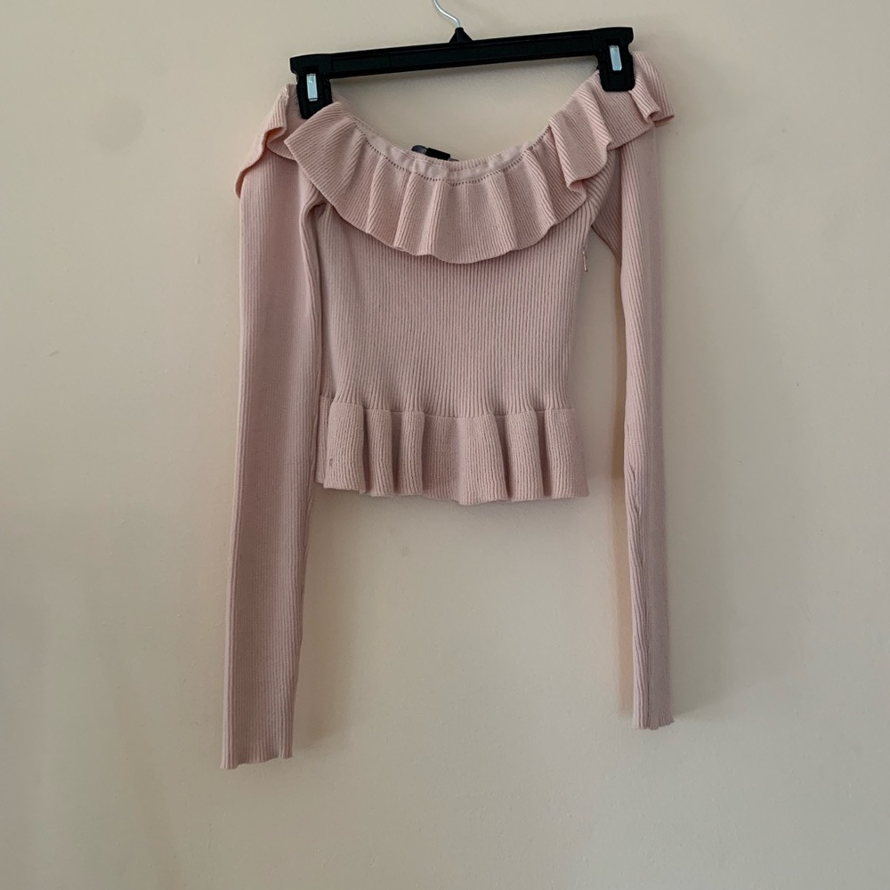 Pink sweater crop top.